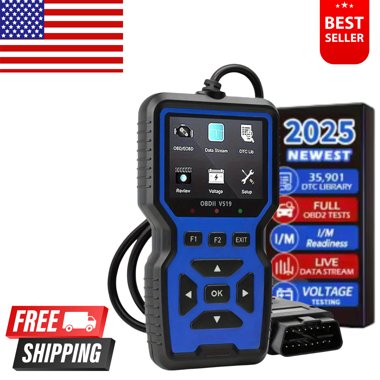Professional OBD2 V519 Scanner Car Code Reader OBDII CAN Diagnostic Tool US
