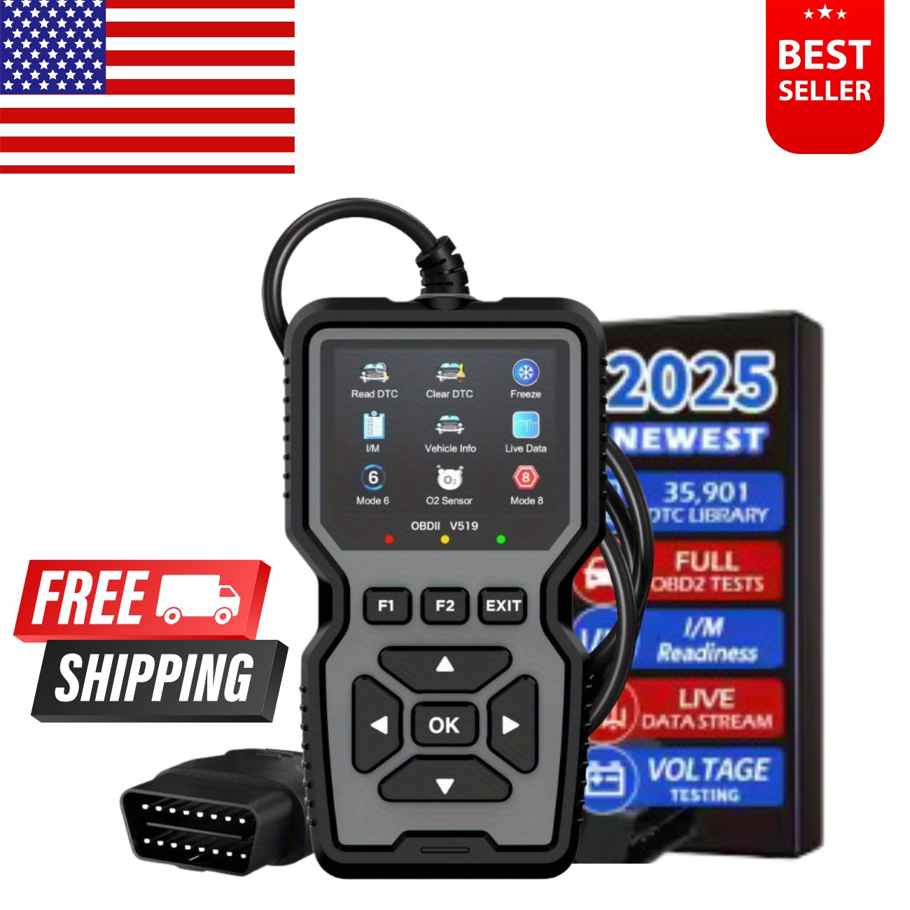 Professional OBD2 V519 Scanner Car Code Reader OBDII CAN Diagnostic Tool US