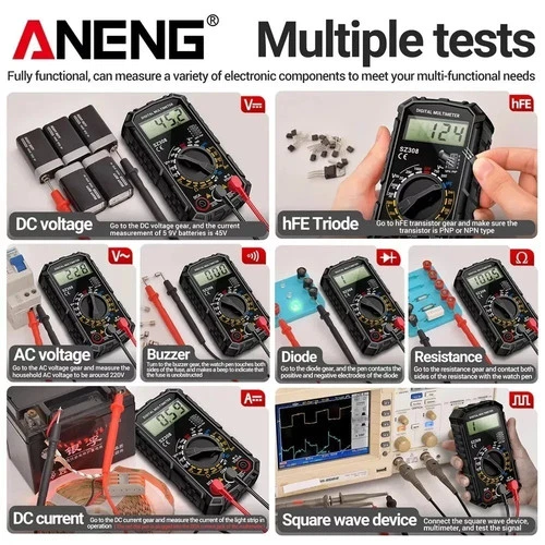 Digital Multimeter LCD Voltmeter Ammeter Ohmmeter Volt AC DC Tester Leads Meter