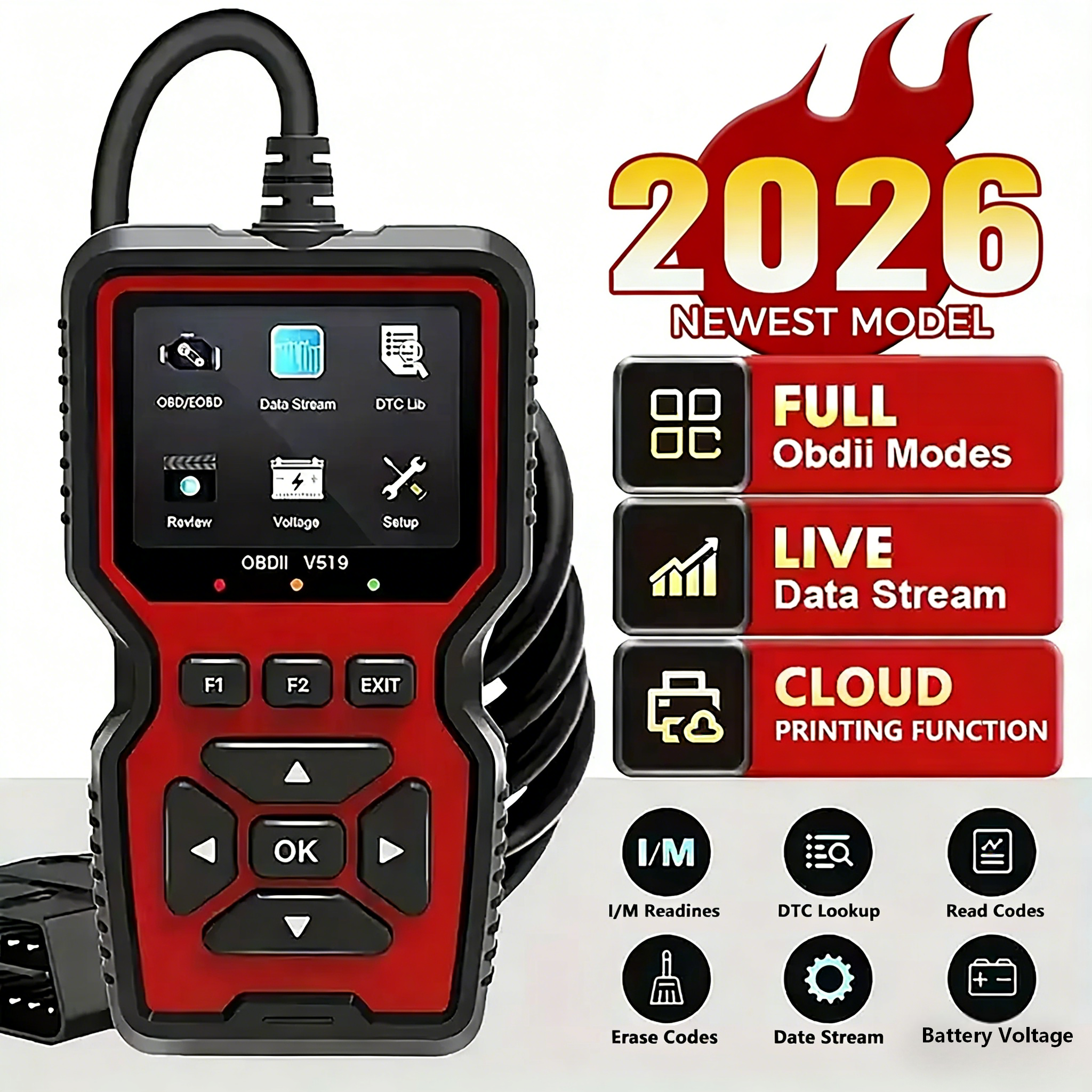 Professional OBD2 V519 Scanner Car Code Reader OBDII CAN Diagnostic Tool US