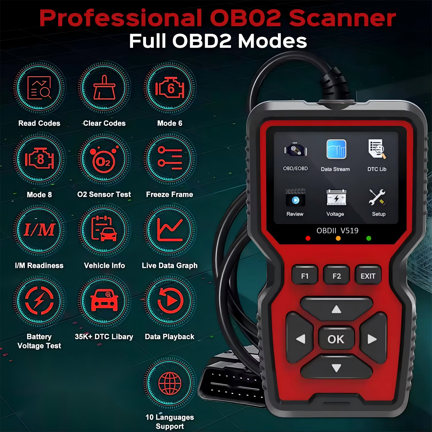 Professional OBD2 V519 Scanner Car Code Reader OBDII CAN Diagnostic Tool US